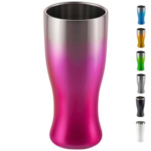 Copo Térmico Cerveja Inox 450 ml - Gelada 4 horas, Parede Dupla Isolamento, Base Emborrachada (Roxo) (Cervejas)