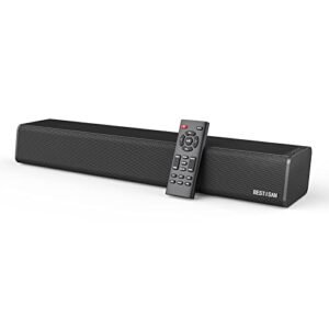 MEGACRA Barra De Som, Bestisan Soundbar De 50 Watts Com Hdmi, Óptica, Aux, Usb, Saída Para Subwoofer E Conexão Bluetooth, Dsp, Graves Ajustáveis, 16 Polegadas, Montável (Equipamentos)
