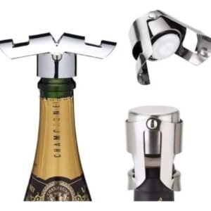 Tampa Para Garrafa Champagne, Feito de Aço Inoxidável, ABS e Silicone. Resistente e Durável Ajuda a Conservar o Espumante Prosseco Após Aberto Por até Uma Semana de um Modo Simples e Fácil (Vinhos)