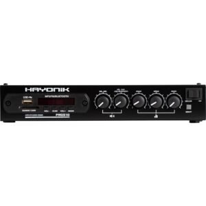 HAYONIK, Amplificador Para Som Ambiente C/Gongo Eletrônico, 50W RMS, Saída 70 Volts, Bluetooth, USB, Rádio FM, Entrada para Microfone, Equalizador - PRO510 (Equipamentos)