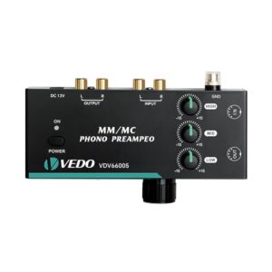 Pré-Amplificador Phono para Toca-Discos, Compatível com Cápsulas MM/MC, Ajuste de 3 Bandas(Graves, Médios, Agudos),Saídas RCA e XLR de 5 Pinos, Saída para Fone de Ouvido 3,5mm, Circuito de Baixo Ruído (Equipamentos)
