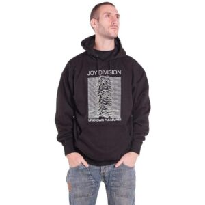 Rock Off officially licensed products Moletom com capuz Joy Division Unknown Pleasures Band logotipo novo oficial masculino preto pulôver, Preto, P (CDs)