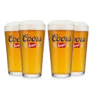 LORD'S ROCKS Coors Banquet Copos oficiais de 473 ml, conjunto de 4 – Copos de vidro com logotipo clássico para amantes de cerveja (Cervejas)