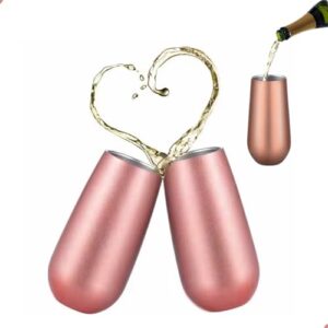 Copo Champanhe Espumante Vinho Drink 180ml Aço Inox Luxo (Rose) (Vinhos)
