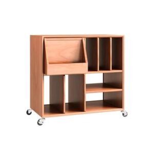 VHDY85KA Organizador de discos de vinil para casa armário de revistas de madeira com suporte de roda universal (Equipamentos)