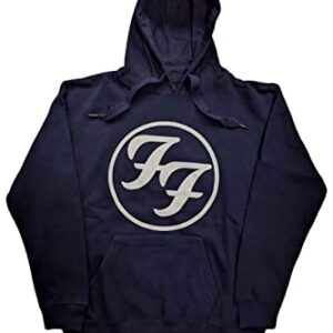 Foo Fighters Moletom com capuz Ff Band Logo oficial unissex azul marinho, Azul, XX-Large (CDs)
