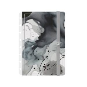 Capa e Contracapa Iscool Disc Para Caderno P Lírico Abstrato Aquarela Preto e Cinza (Discos de Vinil)