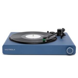 Victrola Stream Onyx toca-discos de vinil de 33-1/3 e 45 RPM, funciona com Sonos sem fio, cartucho magnético de alta precisão, semiautomático, várias conexões, acabamento azul (Equipamentos)