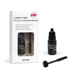 MayRecords Kit de escova de limpeza Stylus, escova de limpeza de agulha quadrada antiestática 2 em 1 e fluido de limpeza de agulha de 10 ml para cartucho de agulha de toca-discos LP (Discos de Vinil)