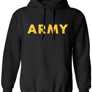 zerogravitee Moletom com capuz preto ARMY com estampa dourada, Preto, Small (CDs)