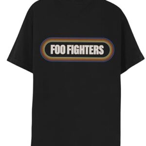 Foo Fighters - Camiseta com logotipo de contorno de arco-íris - P, Preto, GG (CDs)