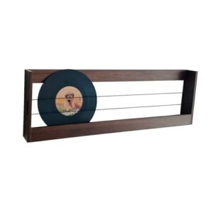 Suporte rústico de parede e porta-discos de vinil – Pacote com 3 organizadores de armazenamento de arquivos de madeira para quarto de crianças, sala de estar, escritório e decoração de casa (Equipamentos)