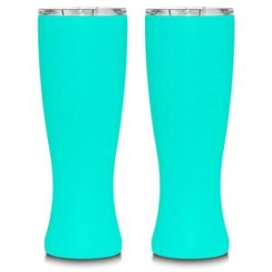 MASON FORGE | Copo de cerveja com isolamento duplo de aço inoxidável | Parede dupla isolada a vácuo | Sem suor e condensação | Bebidas quentes ou frias | Vidro estilo Pilsner | 473 ml | Conjunto de 2 (Cervejas)