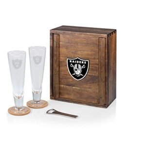 PICNIC TIME NFL Las Vegas Raiders Conjunto de cerveja artesanal Pilsner com 2 copos de cerveja, presente para amantes de cerveja (madeira de acácia) (Cervejas)
