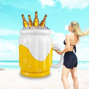 Refrigerador de cerveja inflável extra grande, caneca de cerveja, refrigerador para bebidas flutuantes jumbo Oktoberfest, balde de gelo, reunir churrascos no quintal, decorações de festas na piscina (Cervejas)