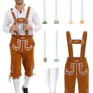 KFVZIU Conjunto de fantasia masculina Oktoberfest para adultos, bávaro, divertido, para festa do festival da cerveja KF045XXL (Cervejas)