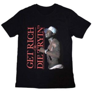 Rock Off officially licensed products Camiseta masculina 50 Cent Get Rich preta, Preto, P (CDs)