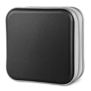 Siveit Suportes de CD – Estojo de plástico rígido com capacidade de 48 CD/DVD, fichário de armazenamento para carro, casa, escritório, viagens (preto) (CDs)