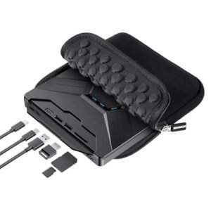 MAHAHUM Unidade externa de CD/DVD para laptop Mac USB 3.0 e tipo-C 8 em 1 leitor de DVD portátil/gravador, Plug & Play com estojo de transporte compatível com PC desktop Windows 11/10/8, Linux Mac OS (CDs)