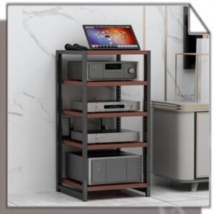 Suporte de mídia HiFi 4/5/6 níveis componentes de entretenimento gabinete amplificador rack ajustável toca-discos móvel torre rack de áudio (teca, 80 cm/31,4 pol) (Equipamentos)