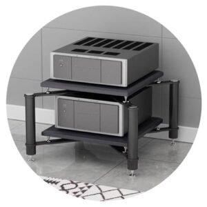 Gabinete de áudio HiFi Prateleira AV Suporte de TV MDF de 1/2 camadas - Suporte resistente para toca-discos com espaço para impressora - Móveis multifuncionais para mídia de entretenimento doméstico (Equipamentos)