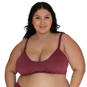 Kit 3 Sutiã Poliamida Basico Amamentação Plus Size 48-56 (BR, Numérico, 48, Plus Size, VINHO ROSA BRANCO) (Vinhos)
