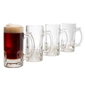 Libbey Conjunto de canecas de cerveja de vidro Craft Brews, conjunto de 4 copos de cerveja grandes para servir cervejas e lagers, canecas de cerveja de vidro atemporal para freezer (Cervejas)