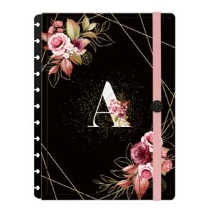 Capa e Contracapa Iscool Disc Para Caderno Monograma Floral Preto E Rosa Letra A (G (20 x 27,5 cm)) (Discos de Vinil)