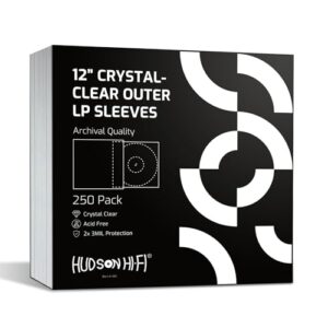 Capas externas Hudson Hi-Fi para discos de vinil – Pacote com 250 – Capas transparentes premium – Proteja seus álbuns LP de arranhões, sujeira e poeira – 3 camadas de capa de disco externa sem ácido (CDs)