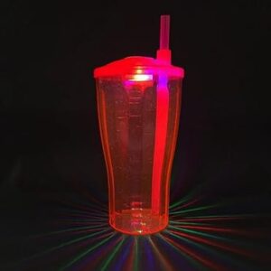 Kit 2 Copos com LED RGB 600ml | Efeito Raio | Exclusivo | Tampa Iluminada(ROSA) (Cervejas)