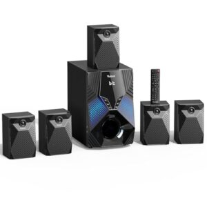 Sistema surround de 1000 W, 5 alto-falantes de áudio via satélite com fio, subwoofer de 20 cm, canal 5.1/2.1, Home Theater, suporte para graves profundos, entrada de karaokê Bluetooth óptico HDMI ARC (Equipamentos)