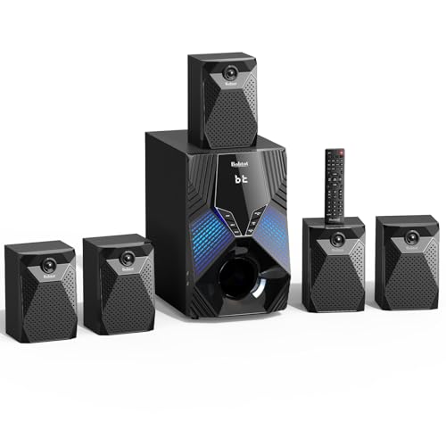 Sistema surround de 1000 W, 5 alto-falantes de áudio via satélite com fio, subwoofer de 20 cm, canal 5.1/2.1, Home Theater, suporte para graves profundos, entrada de karaokê Bluetooth óptico HDMI ARC (Equipamentos)