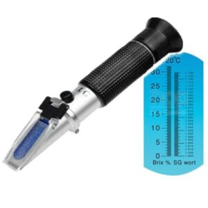 Refratometro Cerveja Artesanal 32 Brix Gravidade Medicao Frutas Suco Bebidas Aluminio Portatil Hidromel Manual Producao Fermentacao Açucar (Cervejas)