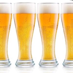 AMBSS SYS Pacote com 4 copos de cerveja clássicos para pub Pilsner - Use para vinho, coquetéis, champanhe, smoothies de frutas, churrasco, entreter convidados, copo de cerveja artesanal e IPA lavável (Cervejas)
