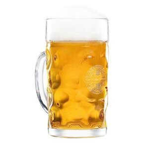 BAVARIA TRACHTEN Oktoberfest Caneca de cerveja de vidro - caneca de cerveja autêntica - Canecas de cerveja alemãs tradicionais - Caneca Franziskaner Vidro Weissbier - Caneca de cerveja de 1 litro de 1 litro - Extra Grande (Cervejas)