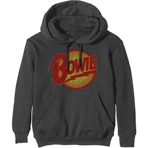 David Bowie Moletom masculino vintage com capuz com logotipo Diamond Dogs carvão, Cinza carvão, G (CDs)