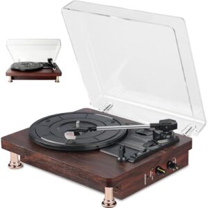 110-220 V Toca-discos Portátil Bluetooth para Discos de Vinil, Toca-discos Vintage com Entrada Bluetooth de 3 Velocidades, Reprodutor de Discos de Vinil com Alto-Falantes Embutidos (Discos de Vinil)