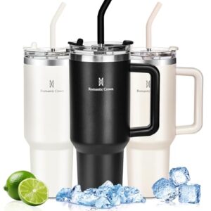 Vipelf Copo Térmico com Canudo 1,2L, Tampa e Alça, Garrafa Termica de Cerveja Caneca Termica com Canudo para Cafe Chá Fitness, Viagem Vácuo Dupla Camada (Cervejas)