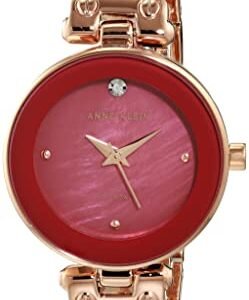 Anne Klein Relógio feminino genuíno com mostrador de diamante, ouro rosa/vinho, Vestido (Vinhos)
