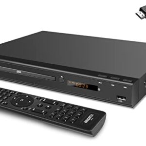 MEGATEK Leitor de DVD multi-região para TV com HDMI (aumento de 1080p), leitor de CD para casa, porta USB, saída digital coaxial, design compacto, estrutura de metal resistente, controle remoto e cabo HDMI de 1,5 m incluído (CDs)