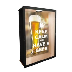 Quadro Porta Tampinhas P Mdf e Frente de Vidro decoração de casa(COPO DE CERVEJA) (Cervejas)