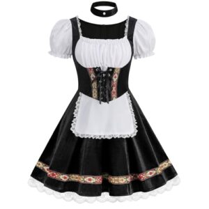 AGCOAH Fantasia feminina Oktoberfest adulto bávaro alemão cerveja veludo vestido Halloween Carnaval, Mangas bufantes pretas, GG (Cervejas)