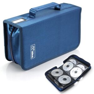 128 Capacidade suporte para CD/DVD, armazenamento, pasta da CCidea, Azul, L11 xW 6 x H3.5 INCH (CDs)