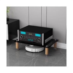 Gabinete estéreo AV suporte de áudio torre de áudio-vídeo torre de áudio suporte de leitor de discos armário de armazenamento de mídia, para reuniões, sala de estar, sala de gravação (preto, 60 x 48 x (Equipamentos)