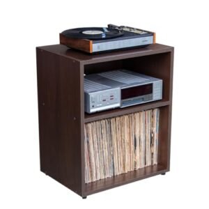 Rack Para Toca Discos Receiver Discos LPs EV-260 (Tabaco) (Equipamentos)