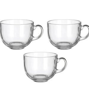 B Unique 470 ml (473.6 g) Copos de latte transparentes com alça, conjunto de 3, canecas de café e chá para lava-louças (Café)