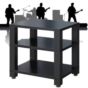 Rack HiFi 2 3 4 níveis de armazenamento de mídia suporte toca-discos com absorção de choque, equipamento AV suporte móvel de mídia aberta (preto, 60 x 48 x 10 cm) (Equipamentos)