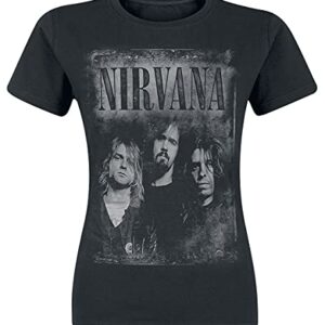 Nirvana Camiseta feminina Faded Faces Mercadoria banda preta, bandas, Preto, M (CDs)