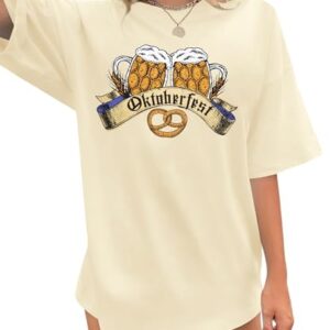 Oktoberfest Camiseta feminina grande cerveja alemã Oktoberfest Drinking Party Top manga curta, Damasco, M (Cervejas)