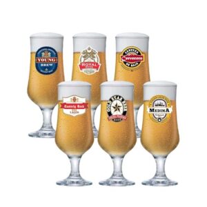 Ruvolo, Kit de Taça Happy Hour Barcelona, Taça de Vidro para Cerveja 6 pcs, 370ml (Cervejas)